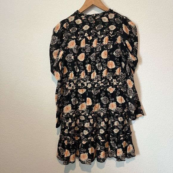 Ulla Johnson Windsor Noir Floral Button Puff Sleeve Cotton Dress Women’s 10 - Picture 4 of 6
